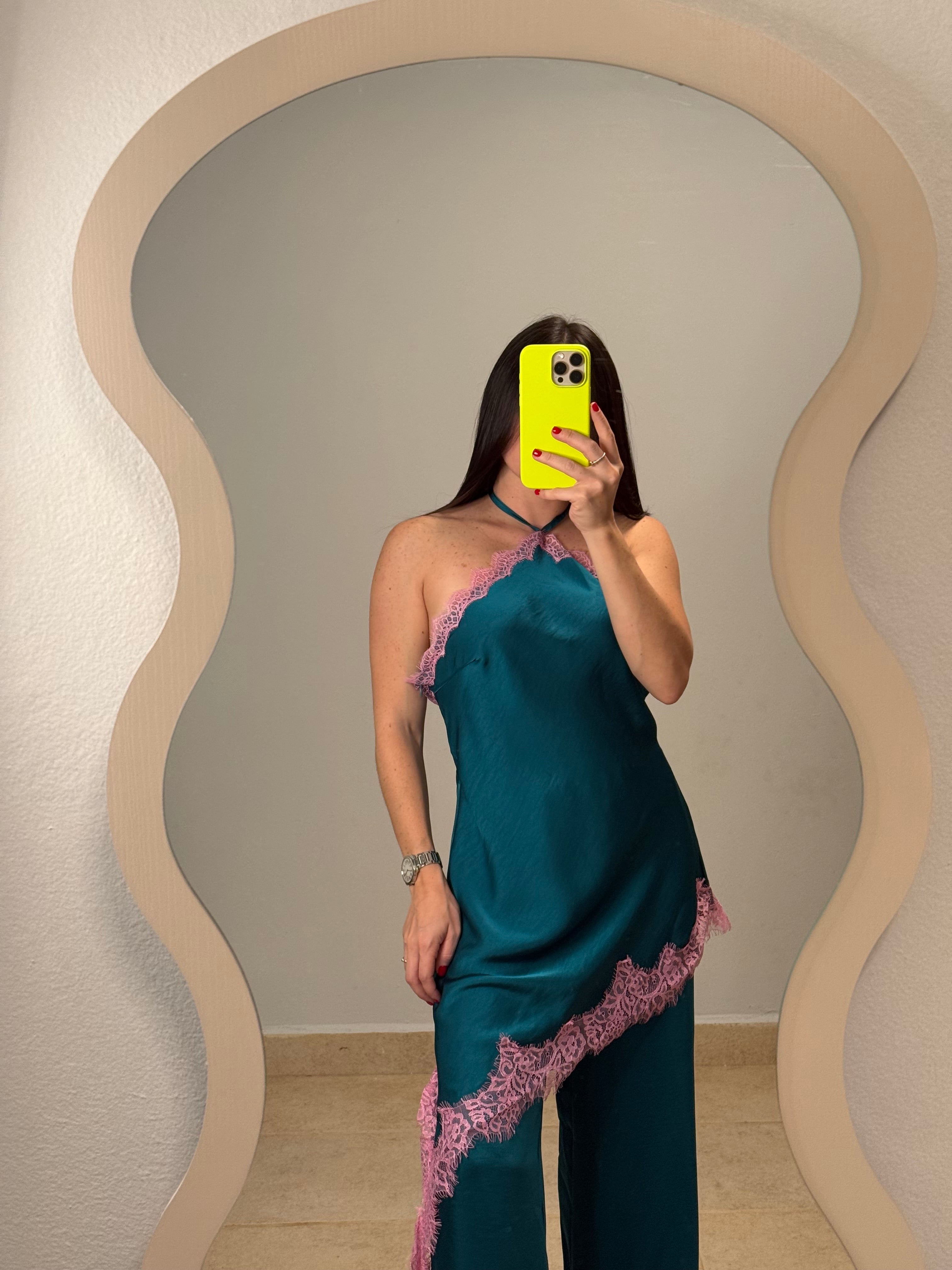 Turquoise Lace Halter Jumpsuit
