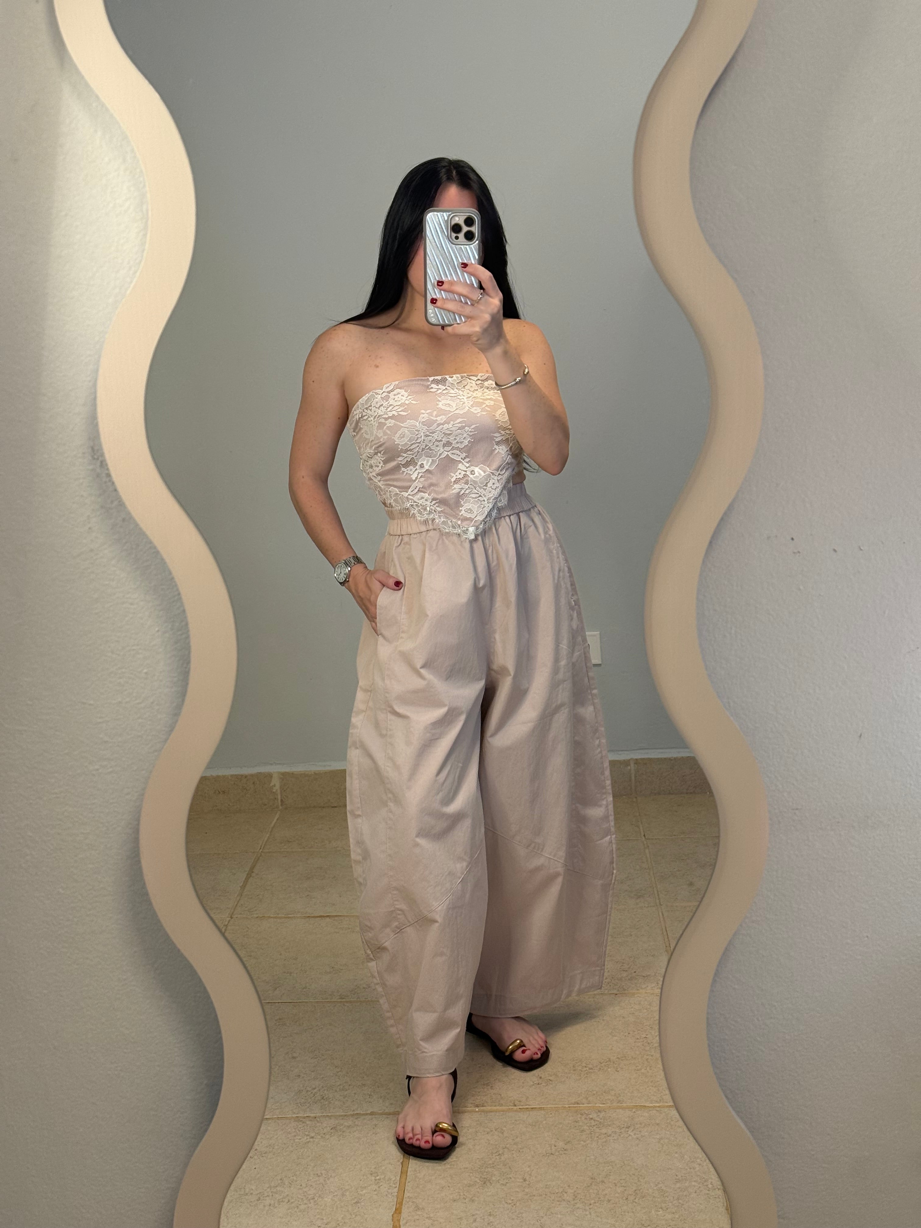 Blush High Waisted Barrel Pants