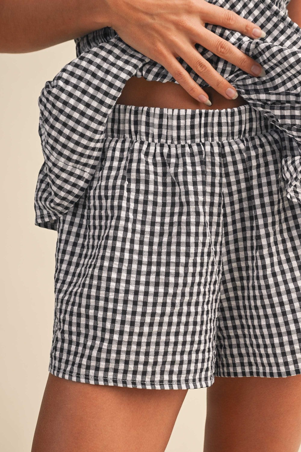 Bow Detail Gingham Set