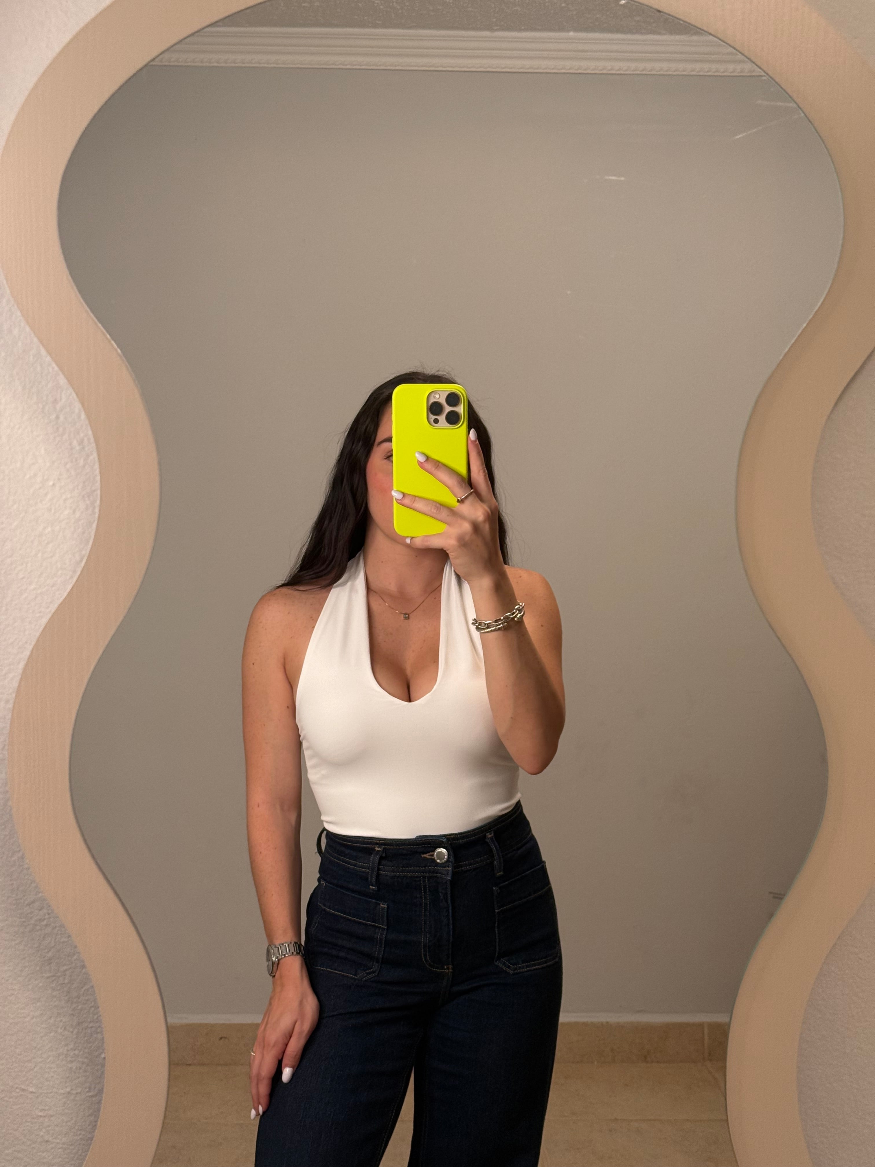 White Halter Bodysuit