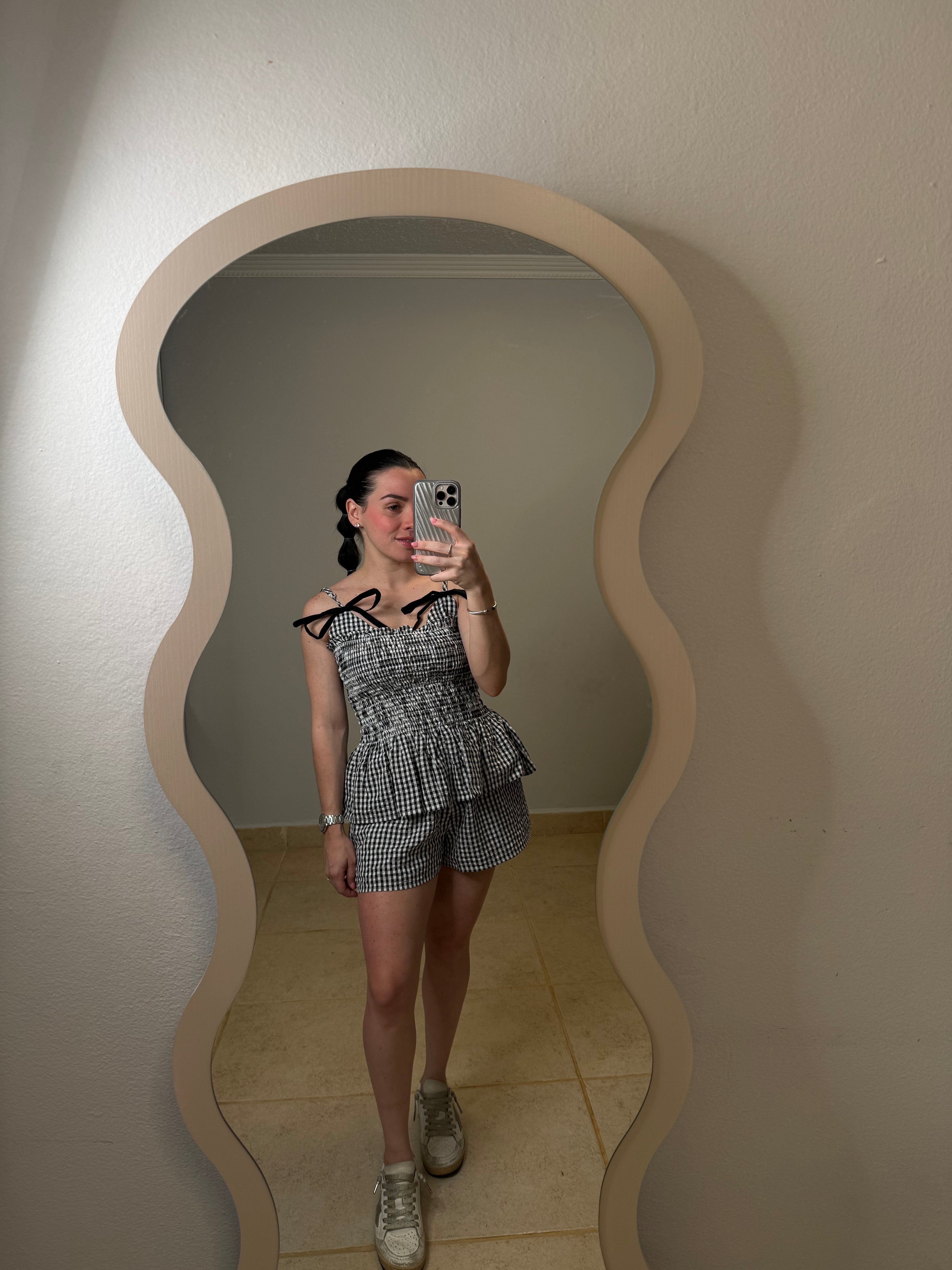 Bow Detail Gingham Set