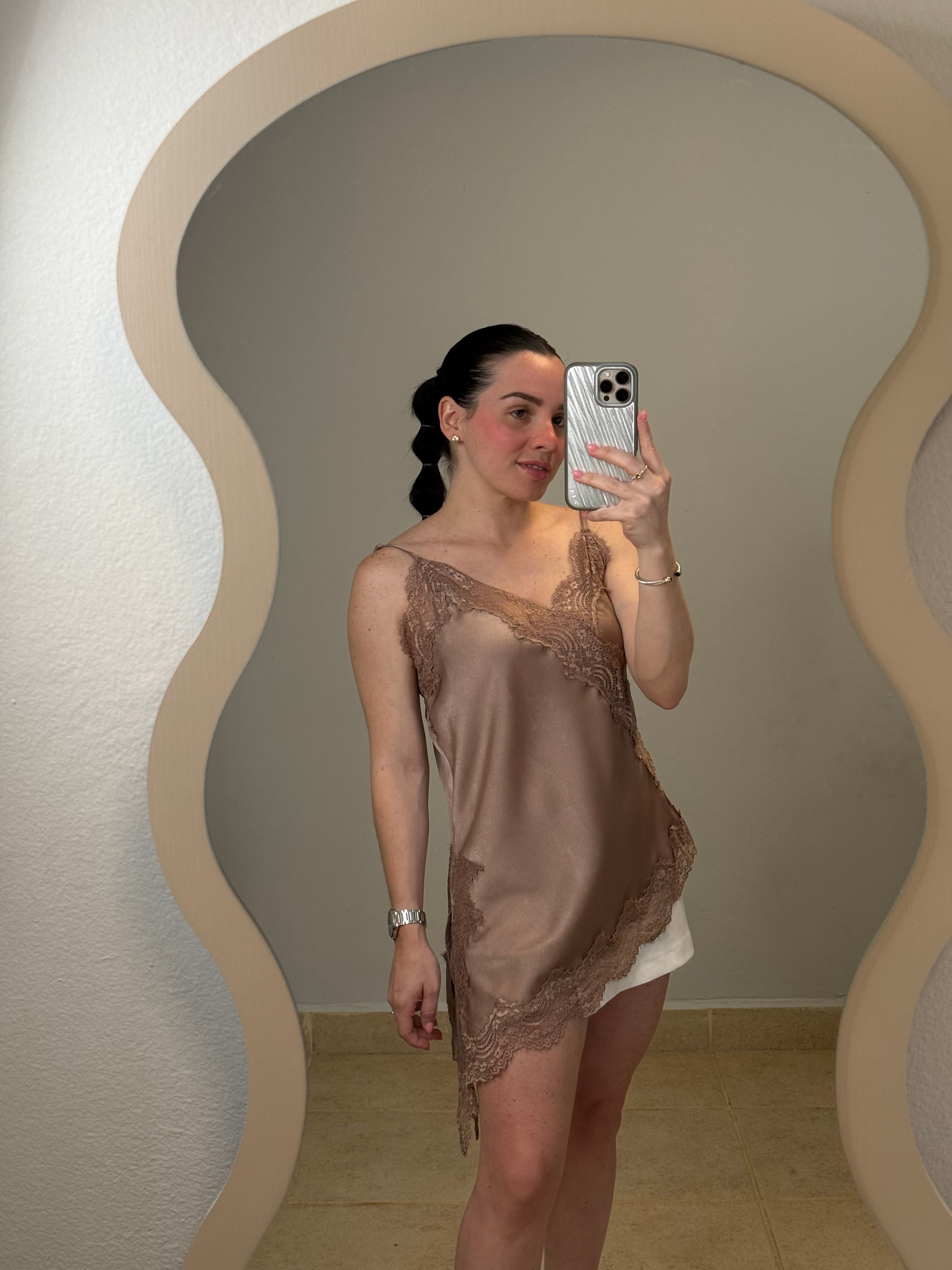 Silk Touch Asymmetric Lace Top