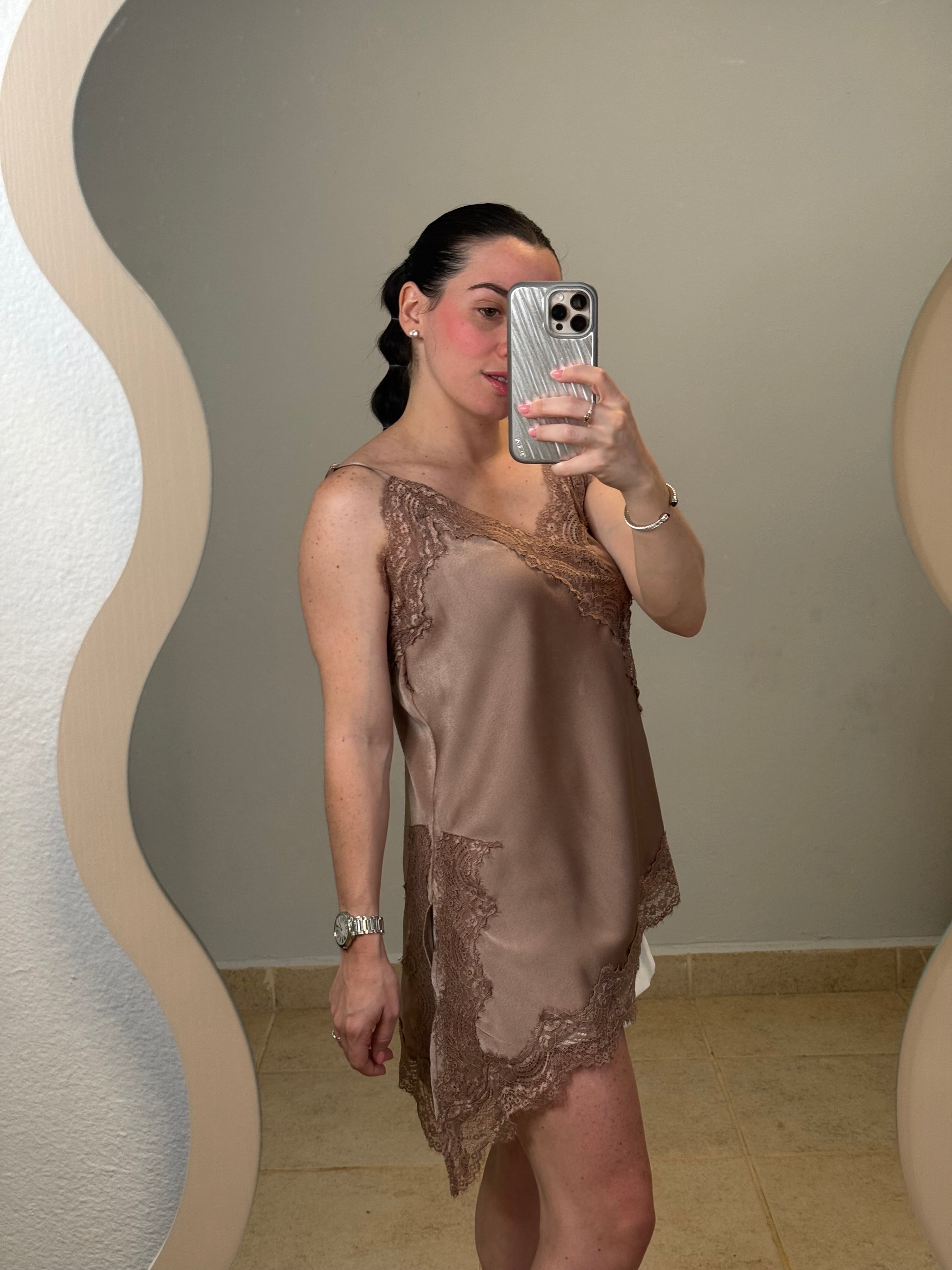 Silk Touch Asymmetric Lace Top