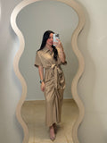 Taupe Tied Midi Dress