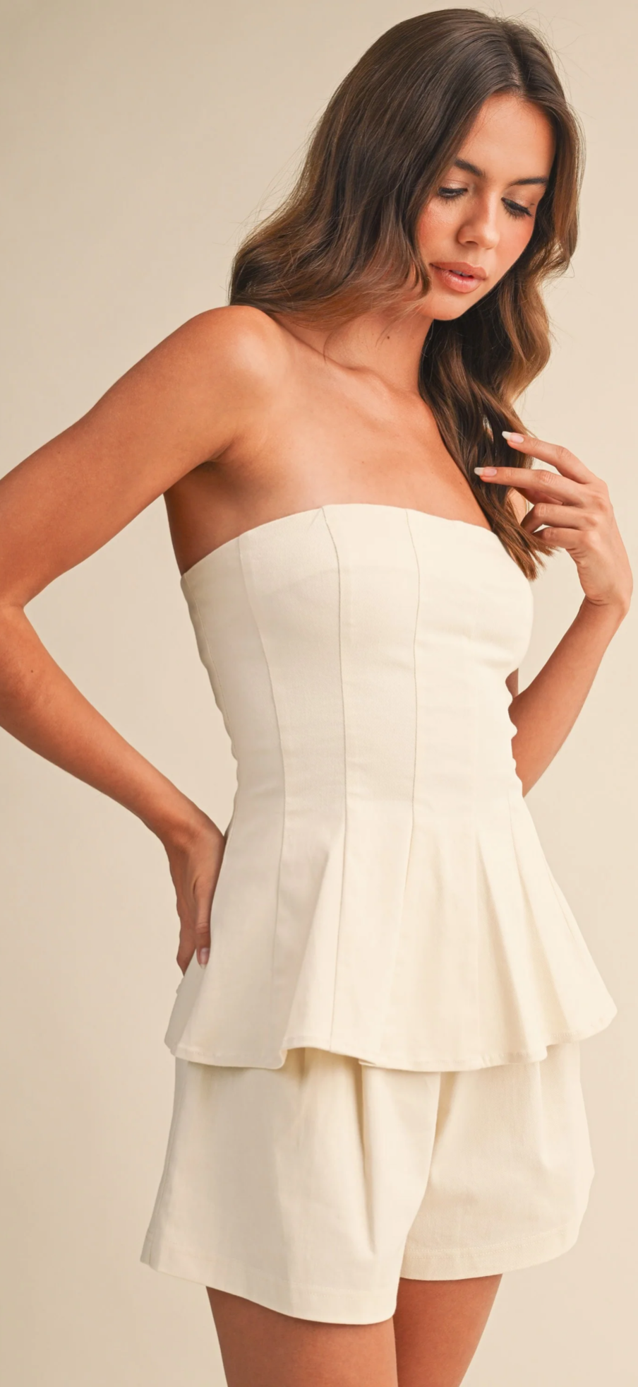 Strapless Peplum Set