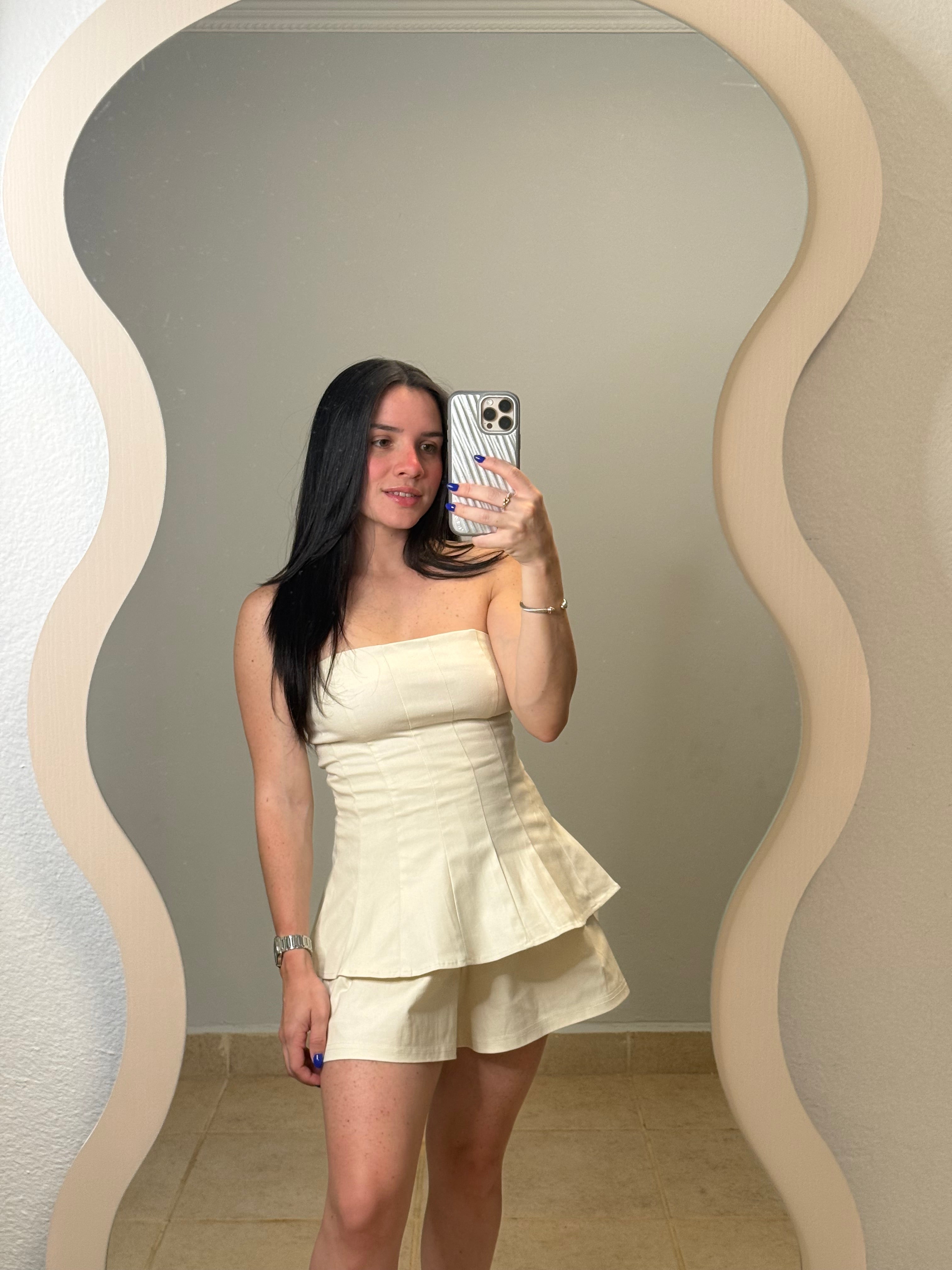 Strapless Peplum Set