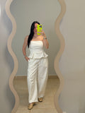 Strapless Peplum Barrel Jumpsuit