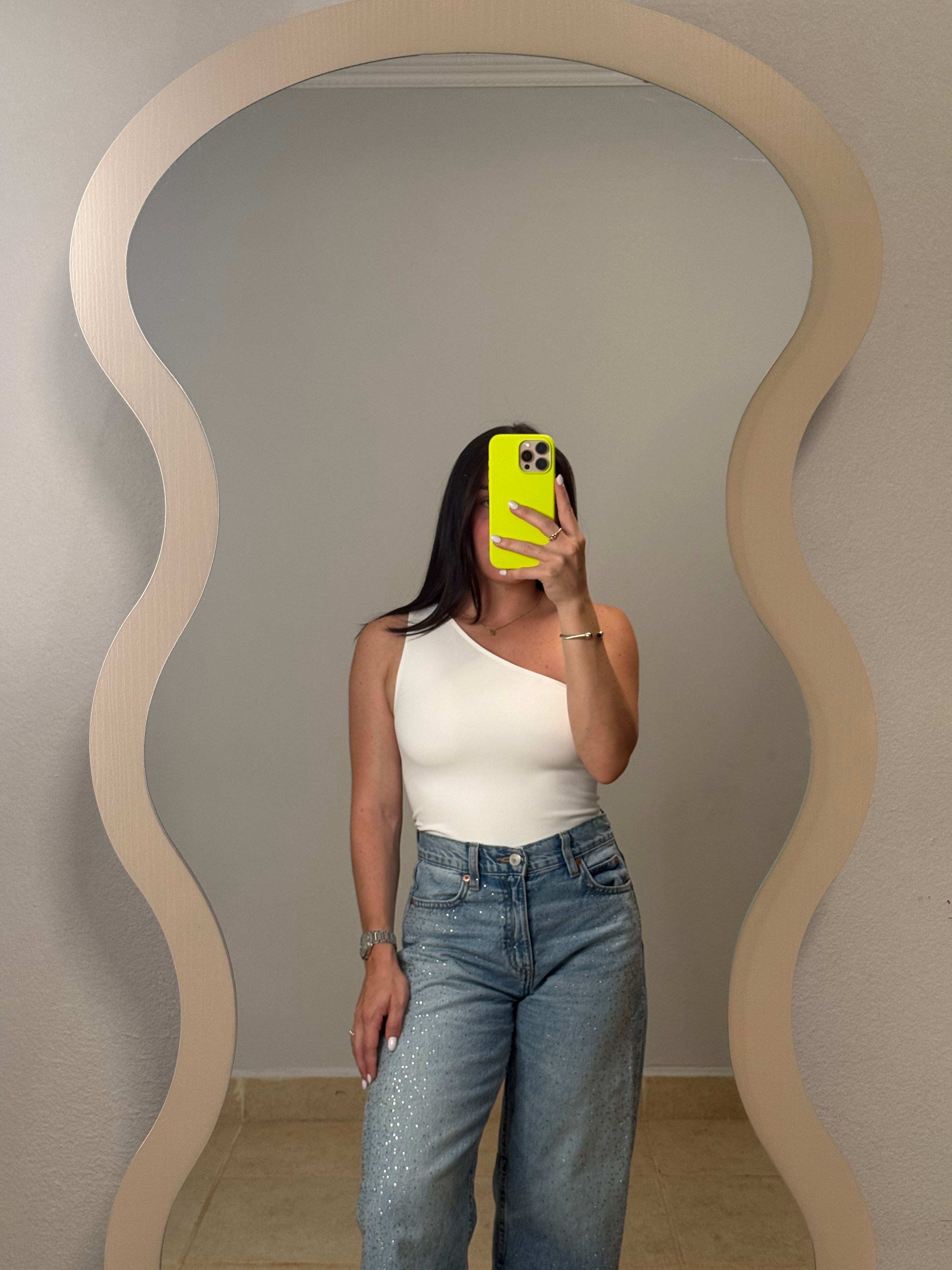 White Asymmetric Bodysuit