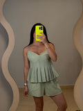 Lemon Gingham Peplum Set