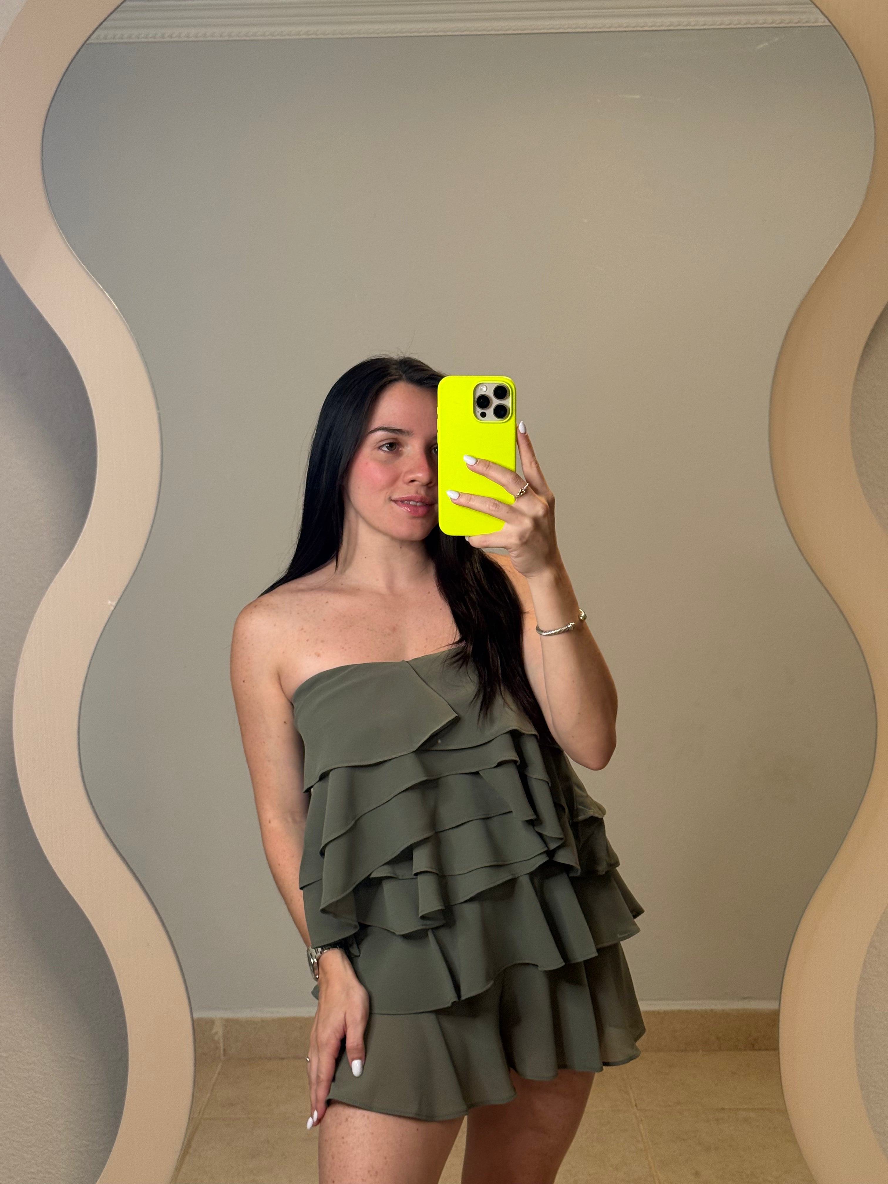 Olive Ruffle Top & Skort Set