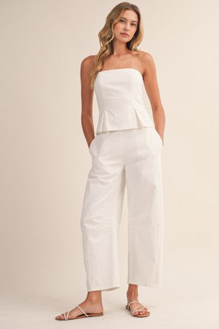 Strapless Peplum Barrel Jumpsuit